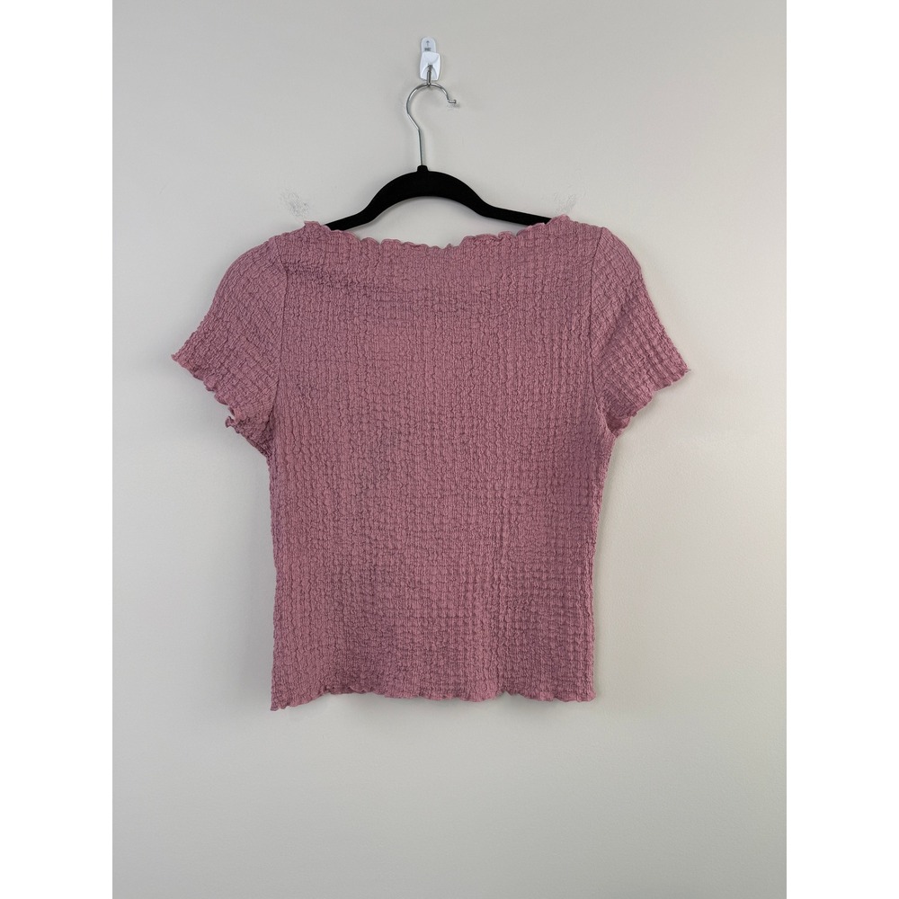 H&M Divided Crinkle Top Mauve Pink Women's Size Medium Short Sleeve - Picture 4 of 4